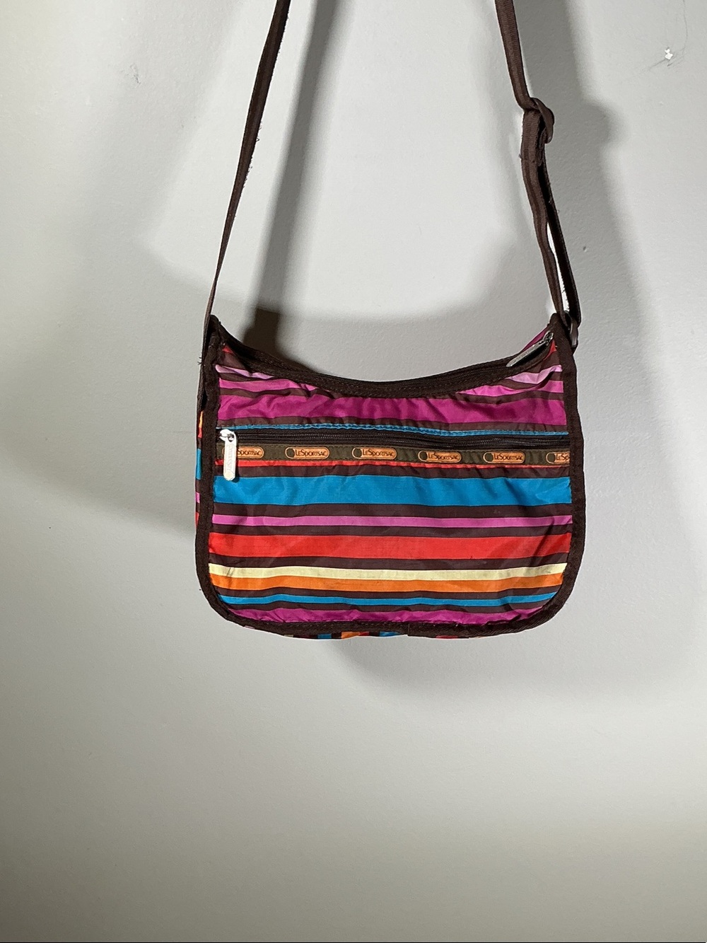 LeSportsac Multicolor Stripe Nylon Crossbody Bag Y2K